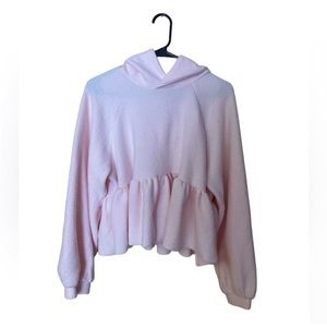 Urban Outfitters Pink Ruffle Hem Hoodie